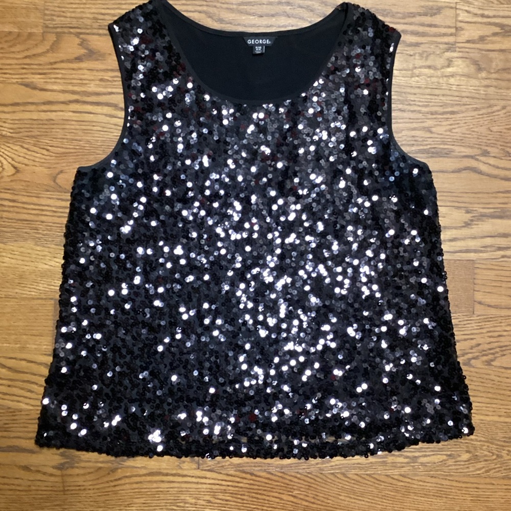 George Sequin Y2K tank blouse Black Size Extra Large